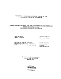 The 1987/88 national nutrition survey of the Federated States of Micronesia: summary report prepared for the Government and the Department of Human Resources of the Federated States of Micronesia