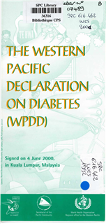 The Western Pacific declaration on diabetes (WPDD): signed on 4 June 2000 in Kuala Lumpur, Malaysia
