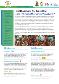 Health advice for travellers to the 10th Pacific Mini Games, Vanuatu 2017
