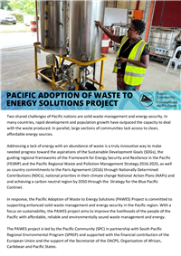 Factsheet : Pacific adoption of waste to energy solutions project